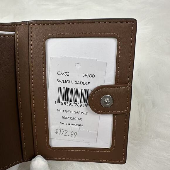 Coach Snap Wallet In Leather/Silver/Light Saddle C2862 NWT - Picture 3 of 4